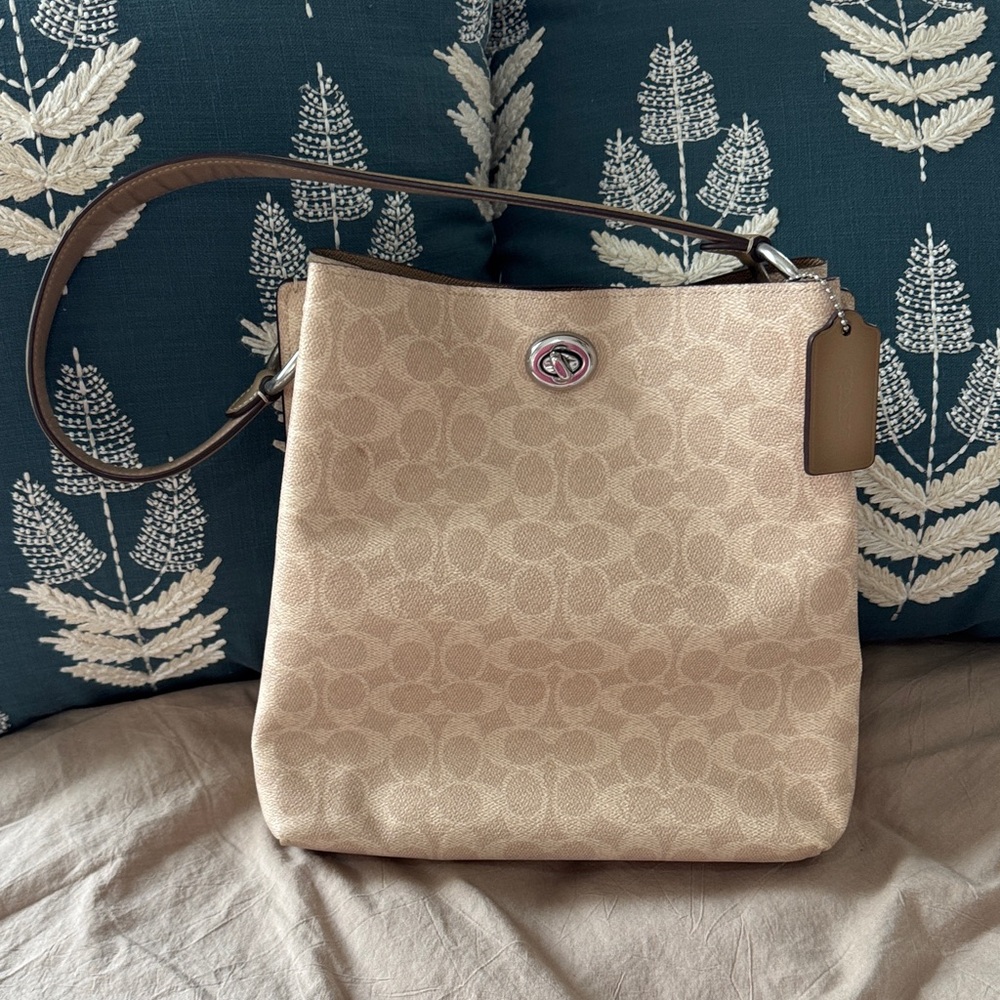 Coach Beige Signature Shoulder Bag